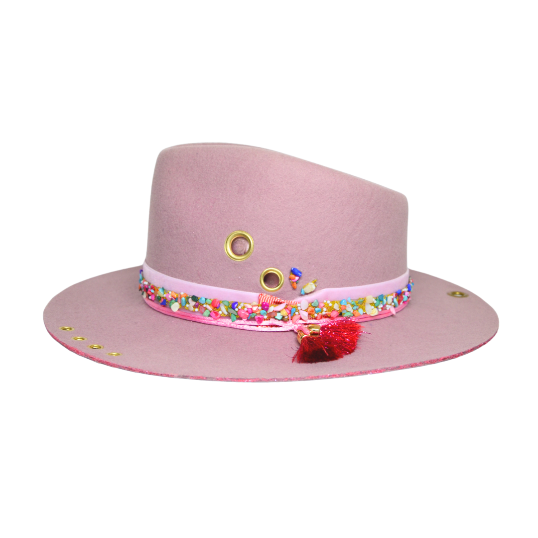 chapeau rose feutre